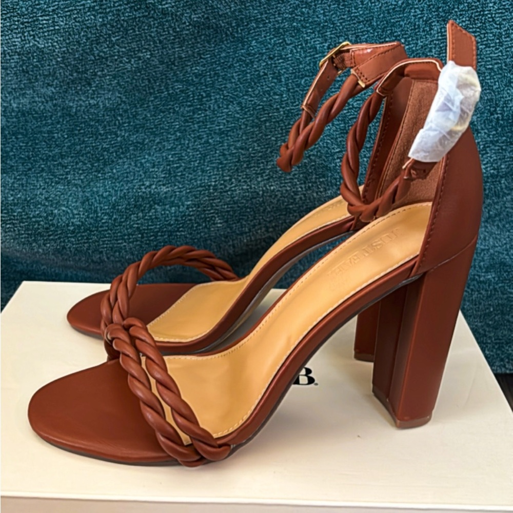 Elegant Brown Braided Strap Heels